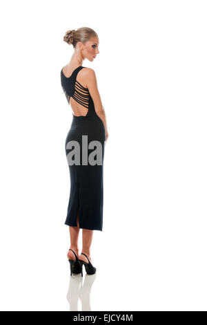 Junge schöne Frau im Abendkleid Stockfoto