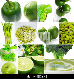 grüne gesunde Lebensmittel Collage Sammlung Stockfoto