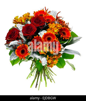 Schöner Blumenstrauß Gerbera und Rosen Stockfoto