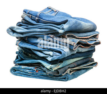 Stapel von blue-Denim Kleider Stockfoto