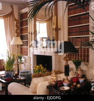 Weiße Regale auf beiden Seiten der Kamin im Wohnzimmer grau-grün mit