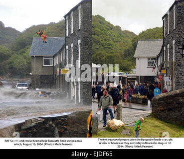 Boscastle überflutet Cornwall August 2008. Stockfoto