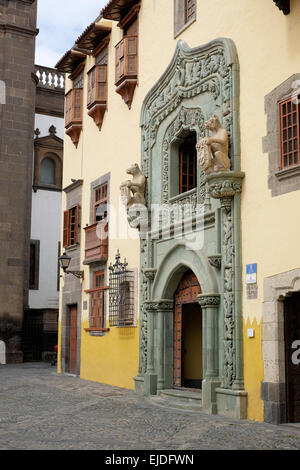 Die reich verzierten Eingang zum Columbus-Haus-Museum, La Vegueta, Las Palmas, Gran Canaria, Spanien Stockfoto