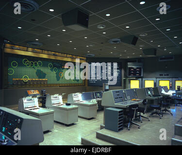 Mission Control Steuerung Fluggebiet Layout für Gemini-Missionen Stockfoto