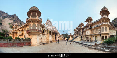 Galtaji Hanuman Hindu-Tempel in der Nähe von Jaipur, Rajasthan, Indien Stockfoto