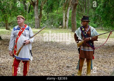 Seminole Krieger und Black Seminole. Fort Cooper Tage Fort Cooper Staatspark, Inverness, Florida. 2. Seminolenkrieg Reenactment Stockfoto