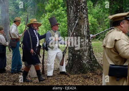 Soldaten der Armee. Fort Cooper Tage Fort Cooper Staatspark, Inverness, Florida. Zweiten Seminolenkrieg Reenactment. Stockfoto