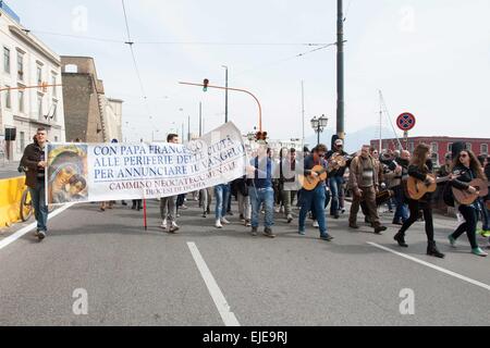 Neapel, Italien. 21. März 2015. Während seiner letzten Reise besucht von Vatikanstadt in Rom Papst Francis Naples. © Emanuele Sessa/Pacific Press/Alamy Live-Nachrichten Stockfoto