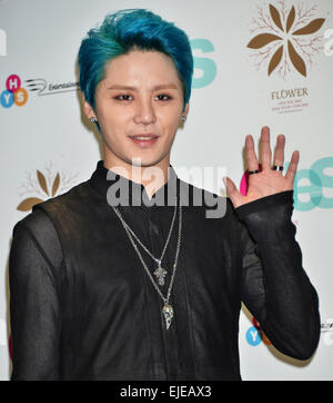 Tokio, Japan. 24. März 2015. Jun-Su(JYJ), 24. März 2015: Tokio, Japan: koreanische Sängerin Junsu Kim besucht eine Pressekonferenz für seine Asien-Tour "Blume" in Tokio, Japan, 24. März 2015. Stockfoto