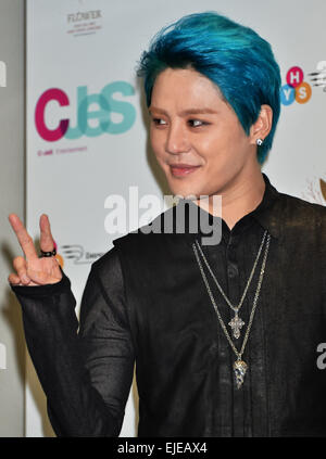 Tokio, Japan. 24. März 2015. Jun-Su(JYJ), 24. März 2015: Tokio, Japan: koreanische Sängerin Junsu Kim besucht eine Pressekonferenz für seine Asien-Tour "Blume" in Tokio, Japan, 24. März 2015. Stockfoto