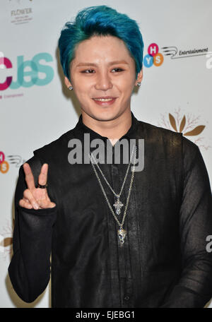 Tokio, Japan. 24. März 2015. Jun-Su(JYJ), 24. März 2015: Tokio, Japan: koreanische Sängerin Junsu Kim besucht eine Pressekonferenz für seine Asien-Tour "Blume" in Tokio, Japan, 24. März 2015. Stockfoto