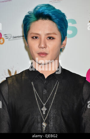 Tokio, Japan. 24. März 2015. Jun-Su(JYJ), 24. März 2015: Tokio, Japan: koreanische Sängerin Junsu Kim besucht eine Pressekonferenz für seine Asien-Tour "Blume" in Tokio, Japan, 24. März 2015. Stockfoto