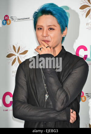 Tokio, Japan. 24. März 2015. Jun-Su(JYJ), 24. März 2015: Tokio, Japan: koreanische Sängerin Junsu Kim besucht eine Pressekonferenz für seine Asien-Tour "Blume" in Tokio, Japan, 24. März 2015. Stockfoto