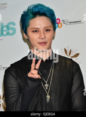 Tokio, Japan. 24. März 2015. Jun-Su(JYJ), 24. März 2015: Tokio, Japan: koreanische Sängerin Junsu Kim besucht eine Pressekonferenz für seine Asien-Tour "Blume" in Tokio, Japan, 24. März 2015. Stockfoto