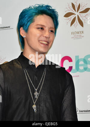 Tokio, Japan. 24. März 2015. Jun-Su(JYJ), 24. März 2015: Tokio, Japan: koreanische Sängerin Junsu Kim besucht eine Pressekonferenz für seine Asien-Tour "Blume" in Tokio, Japan, 24. März 2015. Stockfoto