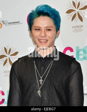 Tokio, Japan. 24. März 2015. Jun-Su(JYJ), 24. März 2015: Tokio, Japan: koreanische Sängerin Junsu Kim besucht eine Pressekonferenz für seine Asien-Tour "Blume" in Tokio, Japan, 24. März 2015. Stockfoto