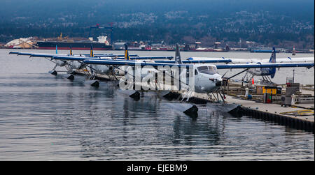 Wasserflugzeuge am Coal Harbour Terminus in Vancouver Stockfoto