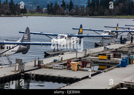 Wasserflugzeuge am Coal Harbour Terminus in Vancouver Stockfoto