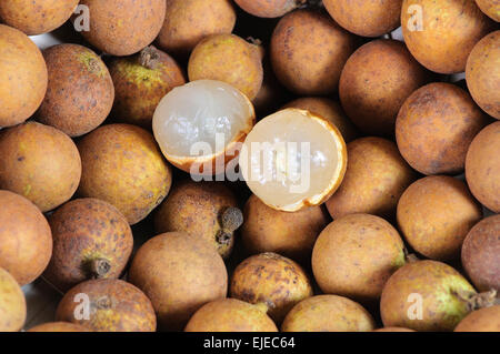 Longan Früchte auf einem weißen Hintergrund, Vietnam Stockfoto