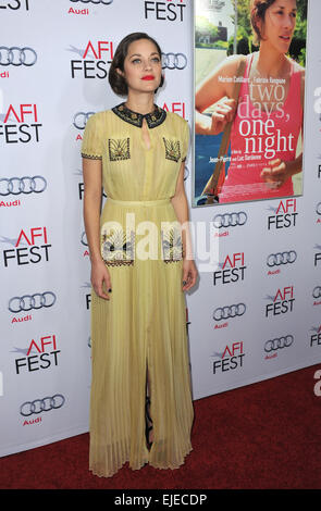 LOS ANGELES, CA - 7. November 2014: Marion Cotillard beim AFI Fest Vorführung ihres Films "Zwei Tage, eine Nacht" beim Egyptian Theatre, Hollywood. Stockfoto