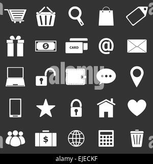 E-Commerce-Icons auf schwarzem Hintergrund, Lager Vektor Stock Vektor