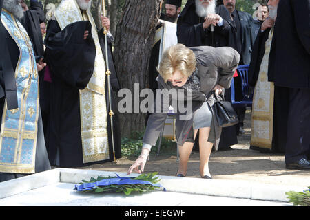 Königin ANNE-MARIE(L) von Griechenland und Dänemark besucht die Zeremonie. Die jährliche Gedenkfeier zu Ehren von König Pavlos und Königin F Stockfoto