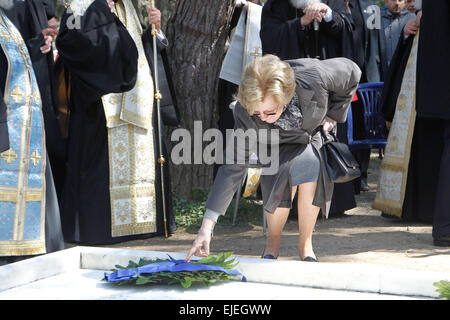 Königin ANNE-MARIE(L) von Griechenland und Dänemark besucht die Zeremonie. Die jährliche Gedenkfeier zu Ehren von König Pavlos und Königin F Stockfoto