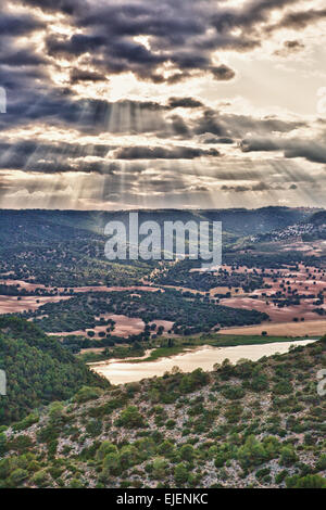 Marsh spektakuläre Landschaften von Dämmen und Wälder von La Alcarria, Guadalajara, Spanien Stockfoto