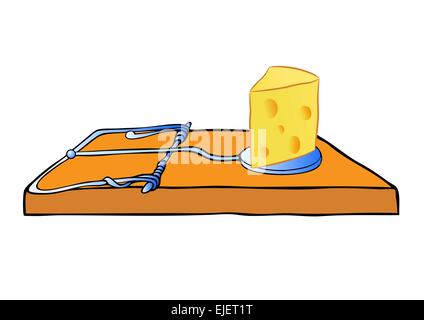 Abstraktes Vektor-Illustration - Mausefalle mit Käse Stock Vektor
