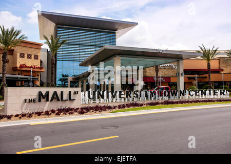 Der offizielle Eingang in der neuen Mall am University Town Center liegt direkt an der i-75 auf University Parkway in Sarasota "Floria" Stockfoto