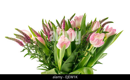 Blumenstrauß von rosa Tulpen in Vase aus Glas als Geschenk oder Git, Freundin, Mutter oder andere Liebe ein Stockfoto