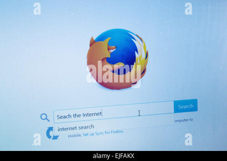 UFA/BASHKORTOSAN - Russland 15. Februar 2015 - das Firefox-Logo eine der beliebtesten Suchmaschinen um ist Stockfoto