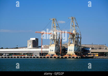 Hafen von Newcastle, NSW, Australien zeigt Hunter River, Kohle und Getreide Laden Industrie Stockfoto