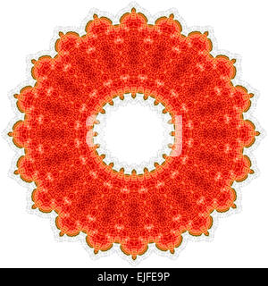 Eine schöne Erdbeere farbigen Mandala Symbol Illustration, reich an Farbe und Design, gesetzt auf einem weißen Hintergrund. Stockfoto