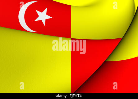 Flagge von Selangor, Malaysia. Hautnah. Stockfoto