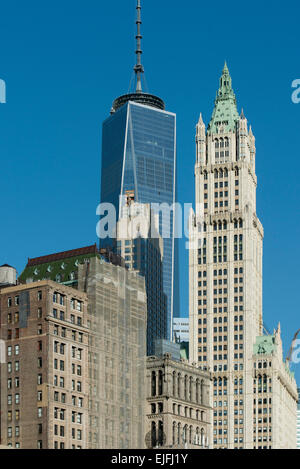 Low Angle Blick auf das Woolworth Building, Manhattan, New York City, New York State, USA Stockfoto