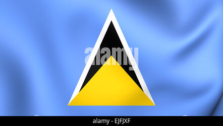 Flagge von Saint Lucia. Hautnah. Stockfoto