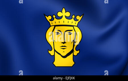 Flagge von Stockholm, Schweden. Hautnah. Stockfoto