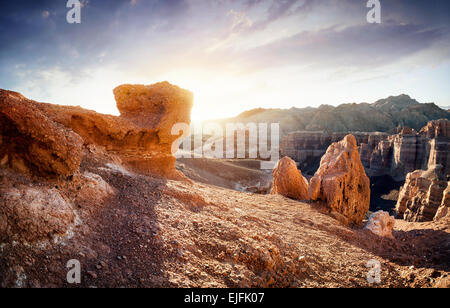 Tscharyn Grand Canyon auf Surise in Kasachstan Stockfoto