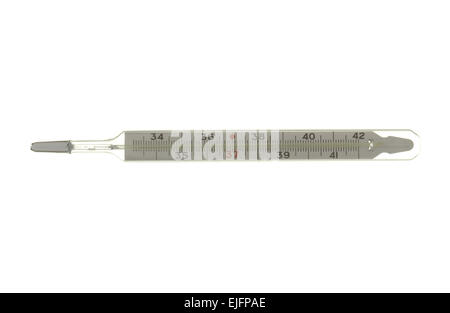 Medizinische Quecksilber-Thermometer isoliert auf weißem Hintergrund. Stockfoto