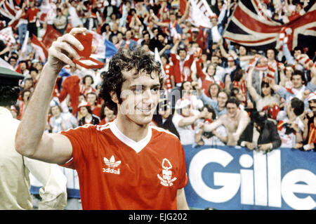 Nottingham Forest gegen Malmö FF 1979 Europacup-Finale im Olympiastadion, München, 30. Mai 1979.    Nottingham Forest Stürmer Trevor Francis Final Score: Nottingham Forest-Malmö FF 1: 0 *** lokalen Caption ***-Football-Spieler Stockfoto