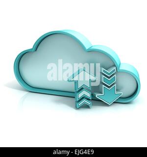 Upload Download 3d Computer Wolkensymbol isoliert Stockfoto