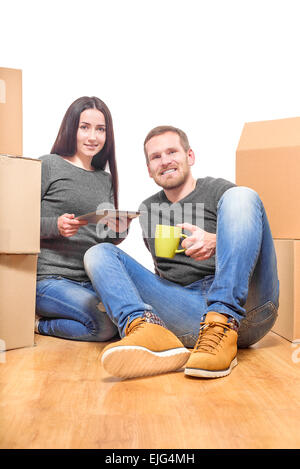 Paar im neuen Zuhause. Stockfoto