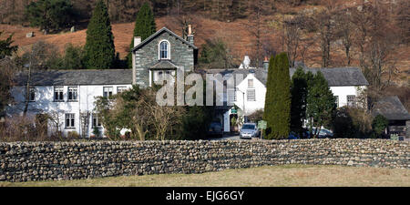 Alten Dungeon Ghyll Inn Great Langdale im Winter Lake District National Park Cumbria England Großbritannien Stockfoto