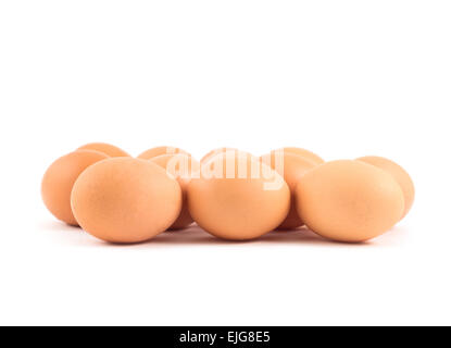Haufen von Eiern isoliert Stockfoto