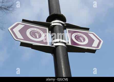 Wegweiser auf der John Muir, Falkirk, Schottland März 2015 Stockfoto