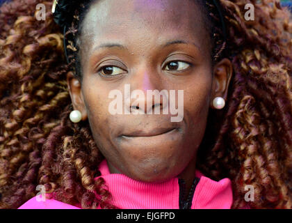 Läufer Lucy Kabuu Kenia besucht die Pressekonferenz vor dem Sportisimo Prag International halbe Marathon 2015, in Prag, Tschechische Republik, 26. März 2015. (CTK Foto/römische Vondrous) Stockfoto