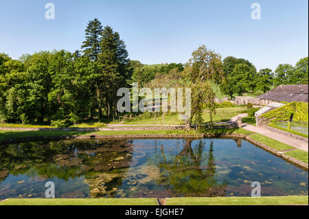 Aberglasney Haus und Garten, Carmarthen, Wales, UK. Der Garten mit Pool Stockfoto