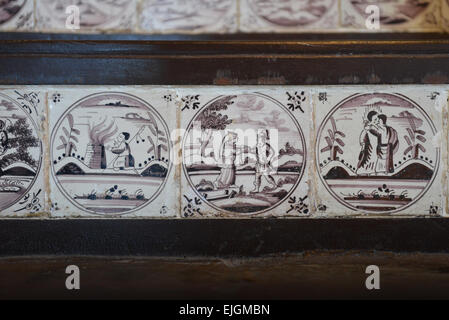 Niederländische Fliesen im Museum der religiösen Art Porta Coeli. San German, Puerto Rico. US-Territorium. Karibik-Insel. Stockfoto