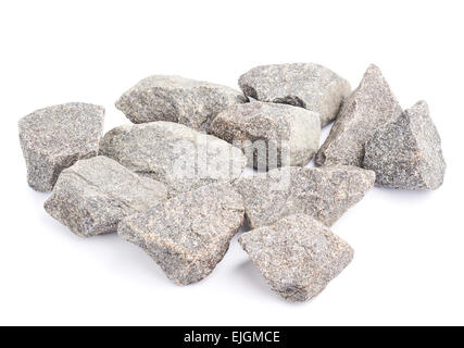 Mehrere Granit-Steinen-Zusammensetzung isoliert Stockfoto
